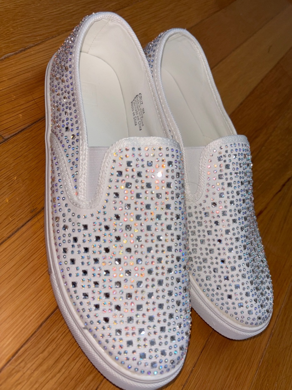 David’s Bridal Rhinestone Slip-On Sneakers - White